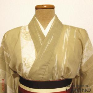 中古30％OF/Lサイズ 紬 化繊 グレー地に霞文様 夏着物 : リサイクル