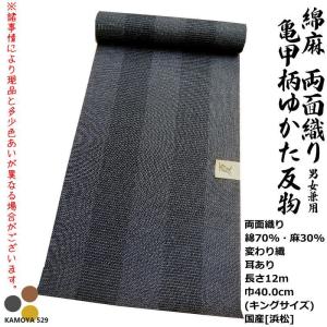 特撰 別織綿麻 麻混 浴衣 反物 キングサイズ 綿70% 麻30% 生地 ミミ