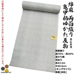 特撰 別織綿麻 麻混 浴衣 反物 キングサイズ 綿85% 麻15% 生地 ミミ