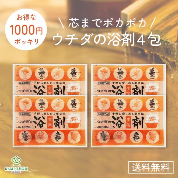 1000円ポッキリ ウチダ和漢薬 ウチダの浴剤 1包×4袋 入浴剤 肩のこり 腰痛 冷え 神経痛 リ...