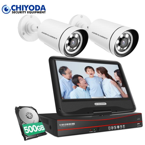 防犯カメラ 屋外 家庭用 監視カメラ poe 有線 給電 電源不要 2台 セット 工事不要 レコーダ...