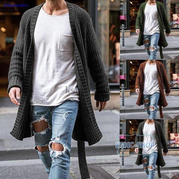 【大特価】カーディガン コート メンズ ロング丈 40代 羽織 大きいサイズ 黒 ニット ジャケット...