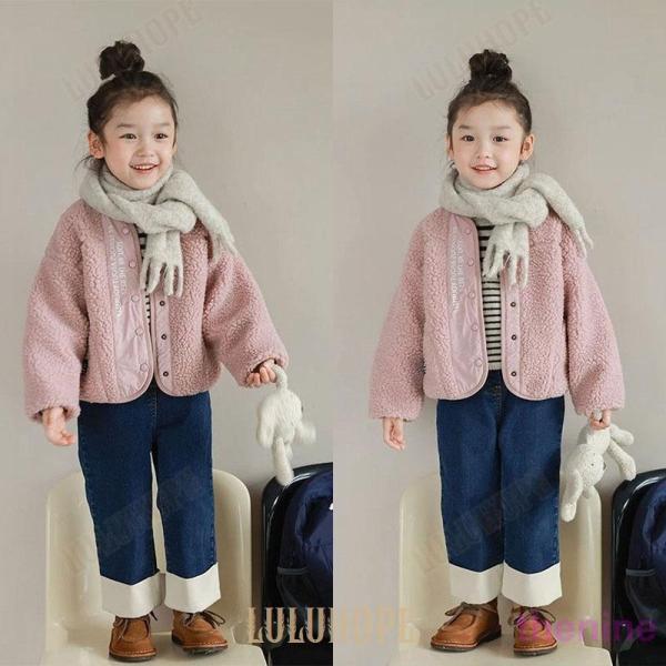 ボアジャケット もこもこ ブルゾン ジャケット 女の子 子供服 キッズ ベビー シンプル 秋冬 無地...