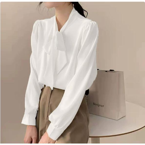 【大特価】ボウタイブラウス 長袖 オフィス きれいめ  スーツインナー ス 無地 ビジネス 通勤 入...