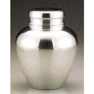 茶道具　茶壺　磨（ミガキ）八半　純錫製　桐箱入　高さ9×幅7.3cm　o91-04