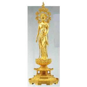 仏像 聖観音像 蓮台付 高村光雲原型 銅製 幅8×奥行8×高さ24cm t21-07