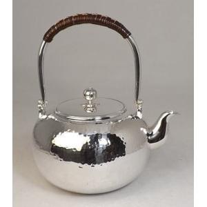 茶道具 銀瓶 銀びん 銀ビン 湯沸かし 湯沸し 石目 900ml 茶道 : 茶道具
