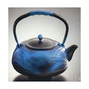 南部鉄器　鉄瓶　とんぼ　ルリ色　鉄蓋　1.2L　南部宝生堂　及富