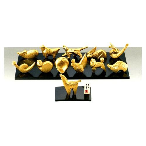 2026年度干支（馬・午・うま）の置物　三枝惣太郎十二支セット　鋳鉄製（紙箱・塗板2枚・P台・木札付...