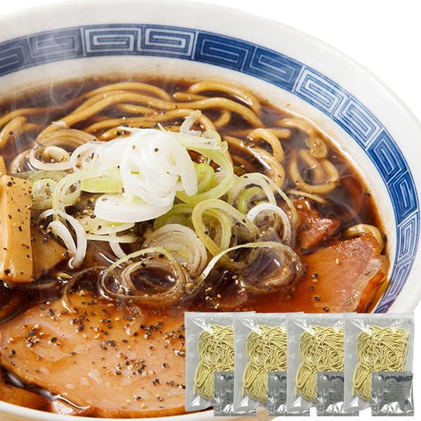 富山ブラックラーメン 4食 スープ付き やみつき スパイシー 醤油ベース 真っ黒スープ