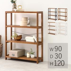 東谷 什器 ワイド スチールラック 棚 木製 オープンラック 4段