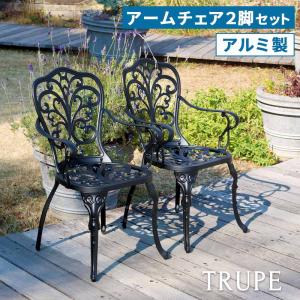 ガーデンチェア アルミ製アームチェア 2脚セット トルペ 庭 ガーデン
