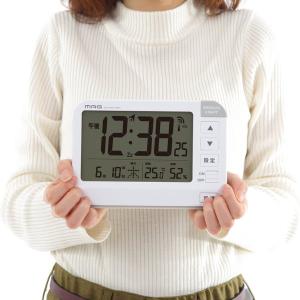 目覚まし時計 電波時計 大型液晶 デジタル カレンダー 温湿度計付き おしゃれ シンプル｜kanaemina-kagu