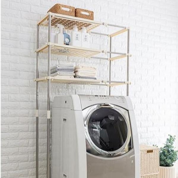 洗濯機ラック 収納棚 ステンレス製 棚2段 対応洗濯機幅81cmまで対応