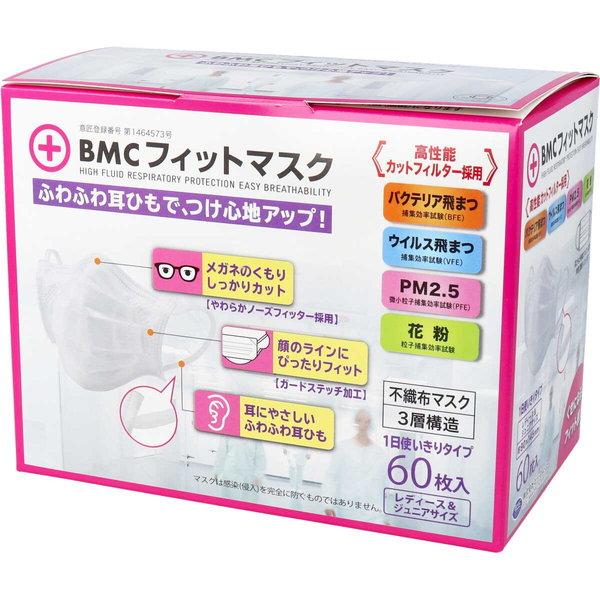 マスク 不織布 BMC フィットマスク 1日使い切りタイプ レディース&amp;ジュニアサイズ 60枚入