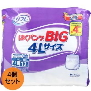 大人用おむつパンツ 履くタイプ リフレ はくパンツ BIG 4Lサイズ 4回吸収 12枚入x4セット｜kanaemina