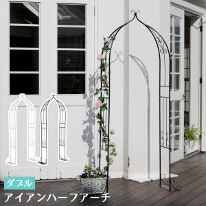 ガーデンアーチ アイアン ハーフアーチ 2個組 ダブル 小型 スリム バラ 薔薇アーチ 省スペースタイプ
