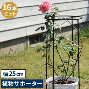 支柱 金具 倒れ防止 広がり防止 誘引 アイアン製植物サポーター 幅25cm 16本セット 園芸 ガーデニング用品