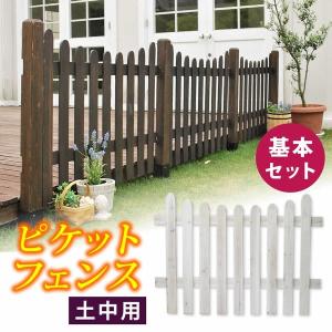 ガーデンフェンス ウッドフェンス ピケットフェンス ストレート 土中用 Ｕ型基本セット 木製
