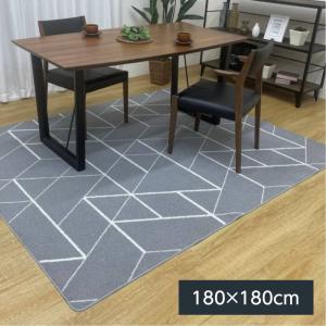 ダイニングラグ カーペット ラエル 正方形 180×180cm 平織 洗濯機で洗える 裏面滑り止め付き