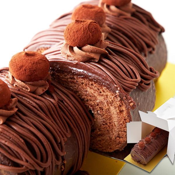 チョコレートのロールケーキ 冷凍 高級クーベルチョコレート使用 20cm 約4人〜6人用 国産小麦使...