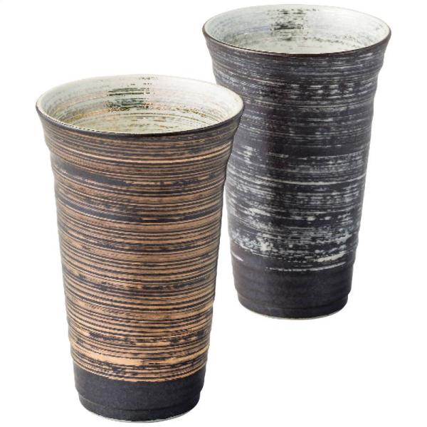 ビアグラス 西日本陶器 有田焼 金銀刷毛 反型ペアビアカップ(大)