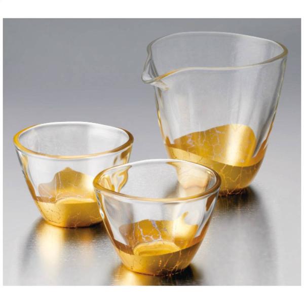 日本酒 おちょこ グラス 酒器セット 箔一 貫入酒器セット