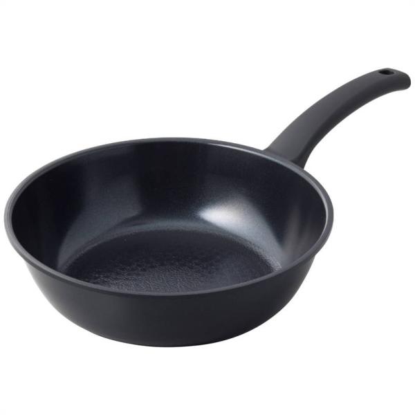 深型フライパン 24cm IH対応 ククナ ヒスイクアッドコーティング エンボス加工 ウォックパン