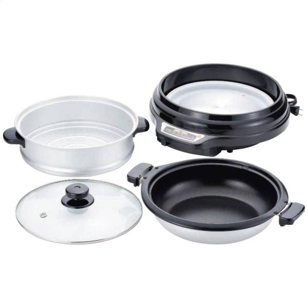 グリルパン 卓上電気調理鍋 27cm 新津興器 ホームスワン グリルパン(蒸し鍋付)