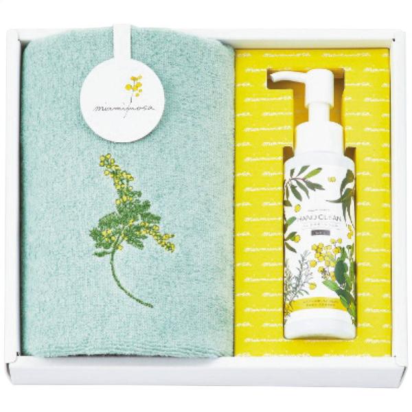 ミアミモザ ウォッシュタオル＆ハンドクリーンジェルセット グリーン