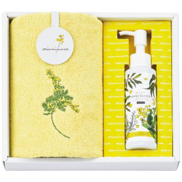 ミアミモザ ウォッシュタオル＆ハンドクリーンジェルセット クリーム