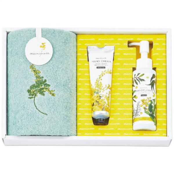 ミアミモザ フェイスタオル＆コスメセット グリーン