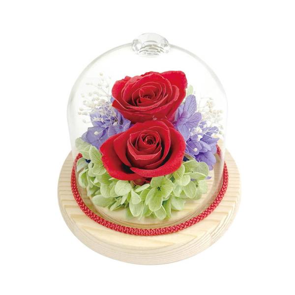 母の日 ギフト 花 ジュエルガラスドーム レッド