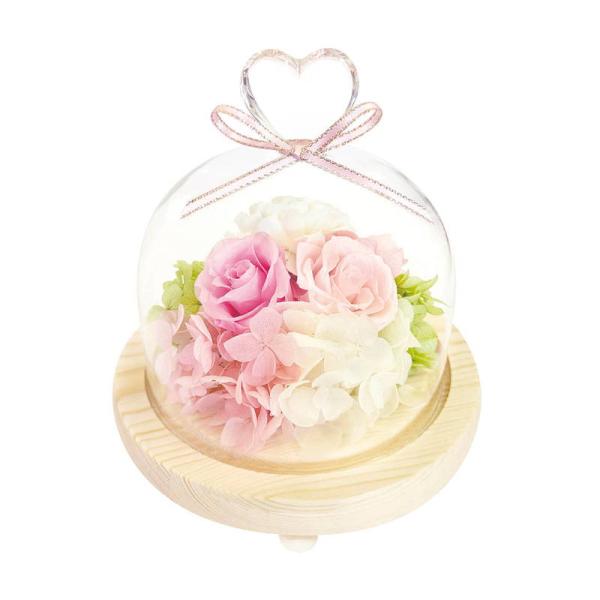 母の日 ギフト 花 ハートガラスドーム ピンク