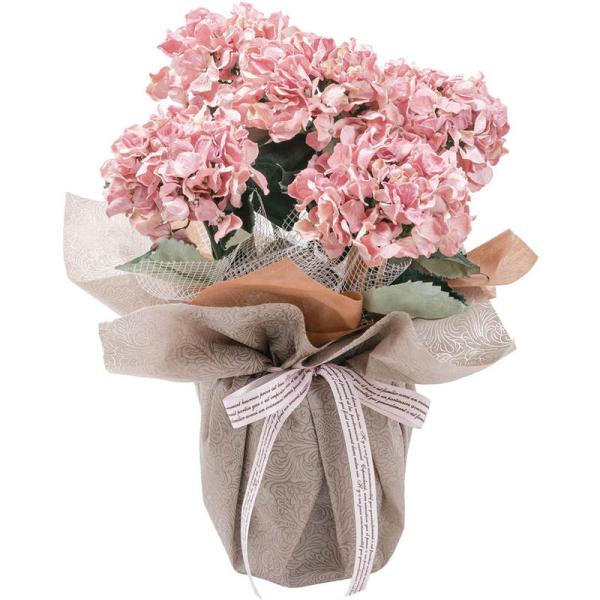 母の日 ギフト 花 アーティフィシャルフラワー紫陽花5本立ち ピンク