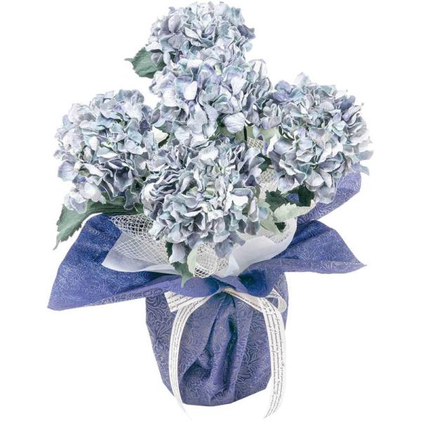 母の日 ギフト 花 アーティフィシャルフラワー紫陽花5本立ち ブルー