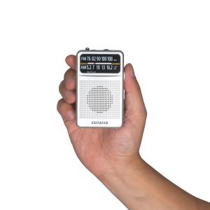 【完了】小型ラジオ ポケットラジオ 携帯用 ミニ aiwa AM/FM ワイドFM対応 高感度 シルバー AR-AP35S