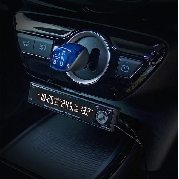 車載用電圧計 電波時計 車内車外 外気温 温度計 サーモ ボルトメーター2 カー用品 クロック