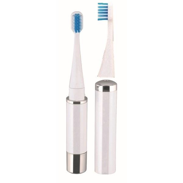 電動歯ブラシ マイナスイオン音波振動歯ブラシ 乾電池式 携帯用歯ブラシ ホワイト 替えブラシ2本付き