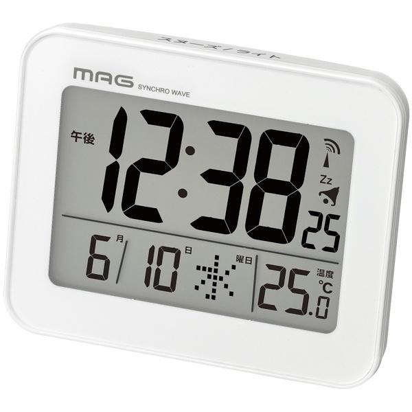 目覚まし時計 電波時計 デジタル表示 ライト カレンダー 温度計付き 電子音アラーム
