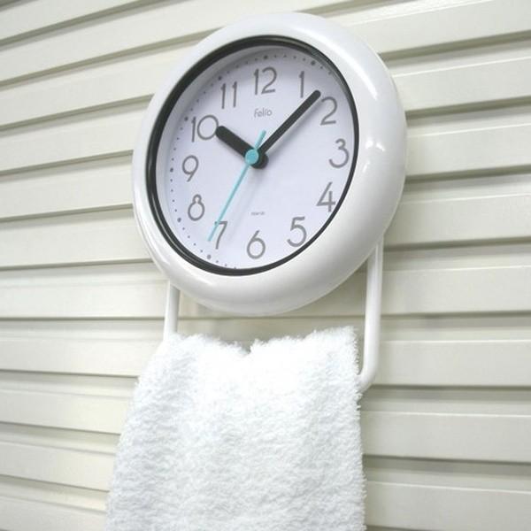 お風呂の時計 置き掛け バスクロック 防滴 防水IPX2 お風呂用時計 バブルコート 白 ホワイト