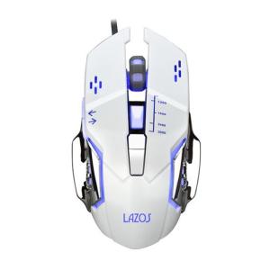 マウス ゲーミングマウス 有線 USB-A 6ボタン 光る マクロ設定 光学式 DPI 4段階調整 Lazos ホワイト