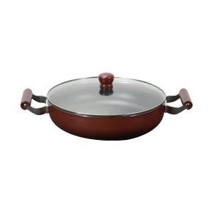 パール金属 両手鍋 30cm 浅型 IH対応 ガラス蓋付き ふっ素加工 メガ