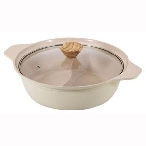 卓上鍋 二食鍋 2食鍋 フィオーレ セラミック加工 IH対応 ガラス蓋付 二食鍋 26cm