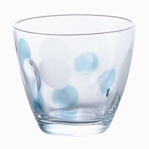 グラス コップ 麦茶コップ 水玉グラス ブルー ガラス製 フリーカップ 240ml 3個セット 日本製｜kanaemina