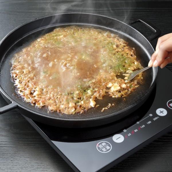 鉄板プレート お好み焼き もんじゃ焼き IH対応 丸型 32cm 鉄鋳物製 卓上コンロ 調理器用 円...