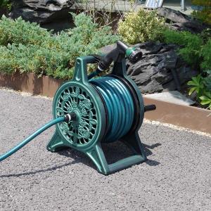 アンティーク　ホースリール ホースリールセット 20m おしゃれ 散水ホース ブロンズリール アルミ