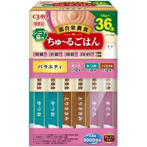 いなば 猫用フード おやつ CIAO 総合栄養食 ちゅ〜るごはん シニア猫用バラエティBOX 14g×36本