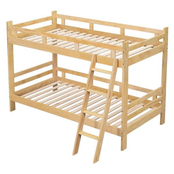 二段ベッド ベッド 耐震 頑丈 ロータイプベッド 2段ベッド 木製 すのこ 子供/大人用 木製ベッド...