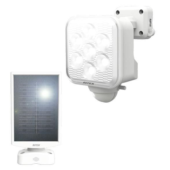 ムサシ S-110L 5Wx1灯 フリーアーム式LEDソーラーセンサーライト 屋外向け RITEX ...